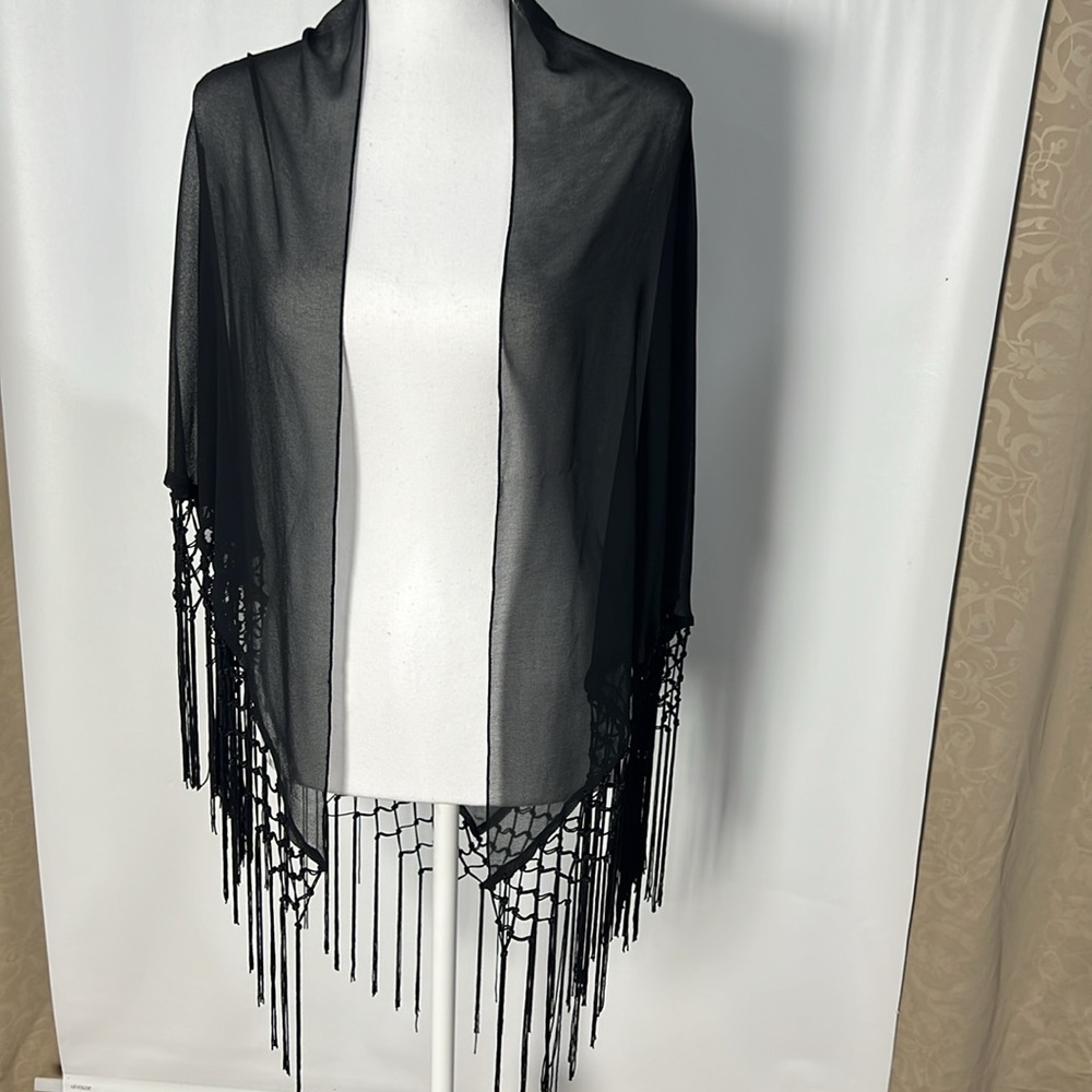 Elegant Black Fringe Shawl